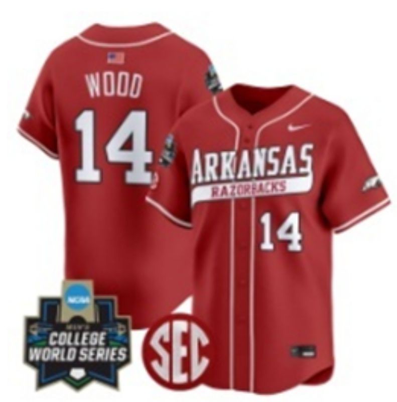 Men 2025 Alabama Crimson Tide #14 Wood Red Nike Joint Name Nike NCAA Jersey style 2